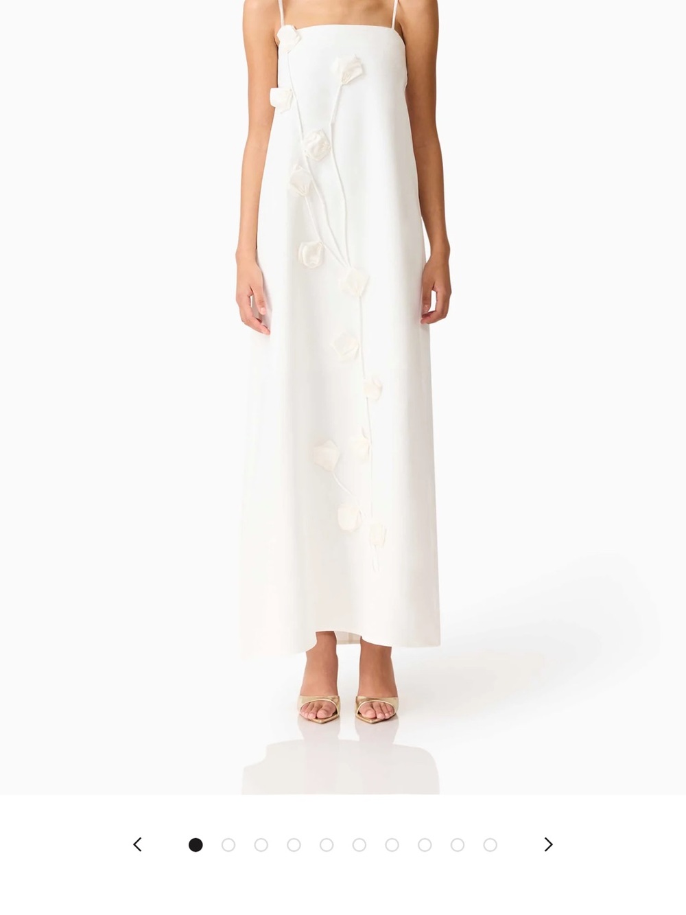 Elliatt White Strapless Maxi Dress with Floral Appliqué